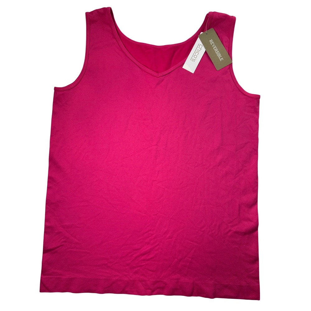 Chico's Reversible Tank Top Pink V-Neck Scoop Neck Sleeveless Size 2 NEW Barbie